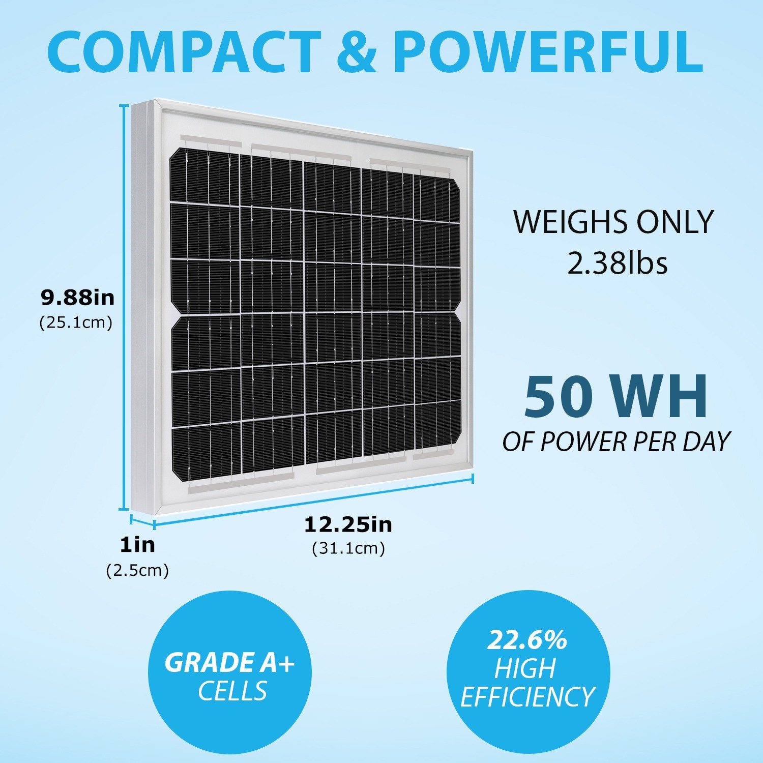 Mighty Max 10W 12V High Efficiency Monocrystalline Solar Panel for Gate Operator