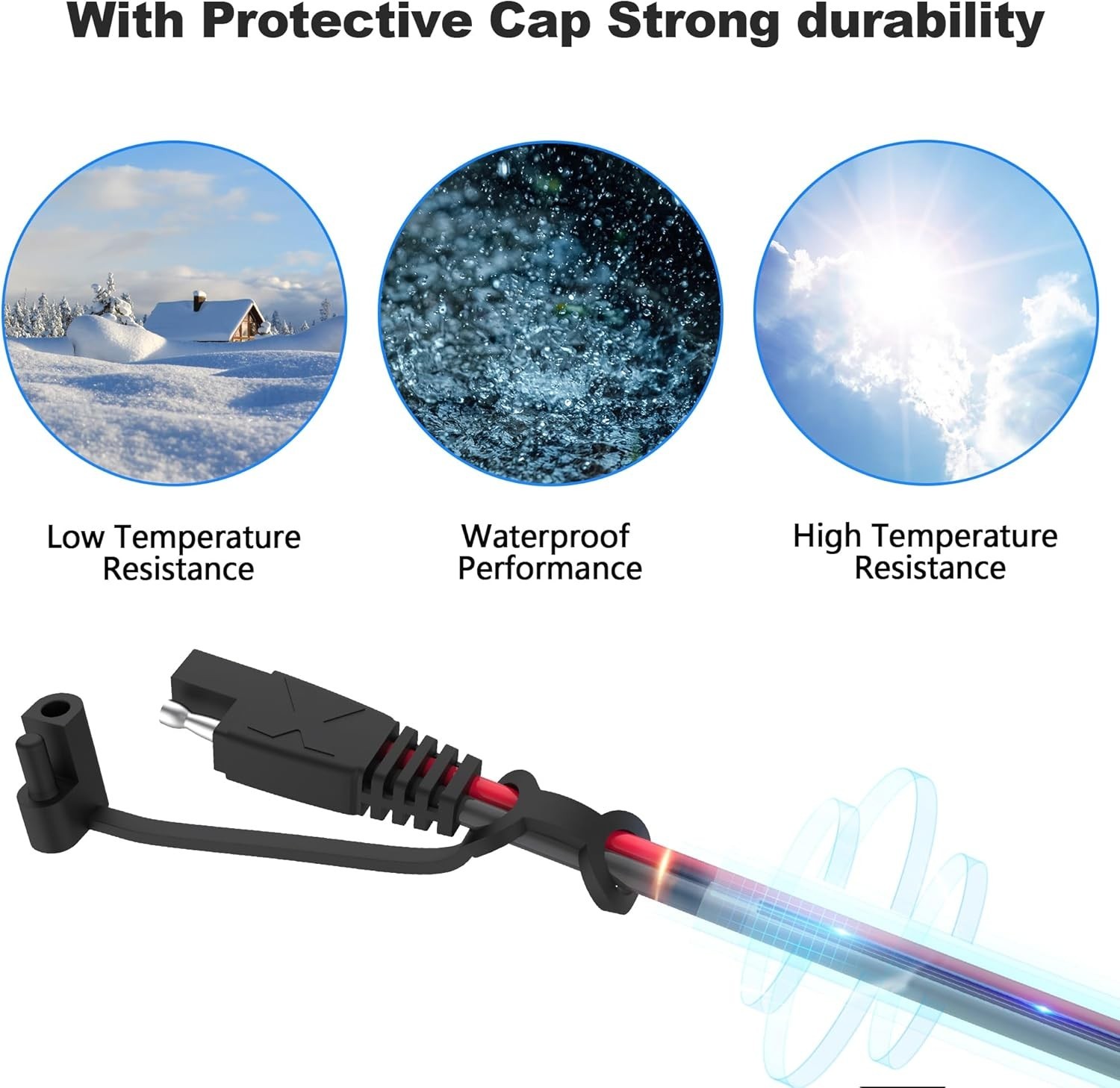 12Ft SAE Extension Cable 16AWG Quick Disconnect for Automotive Solar Panel