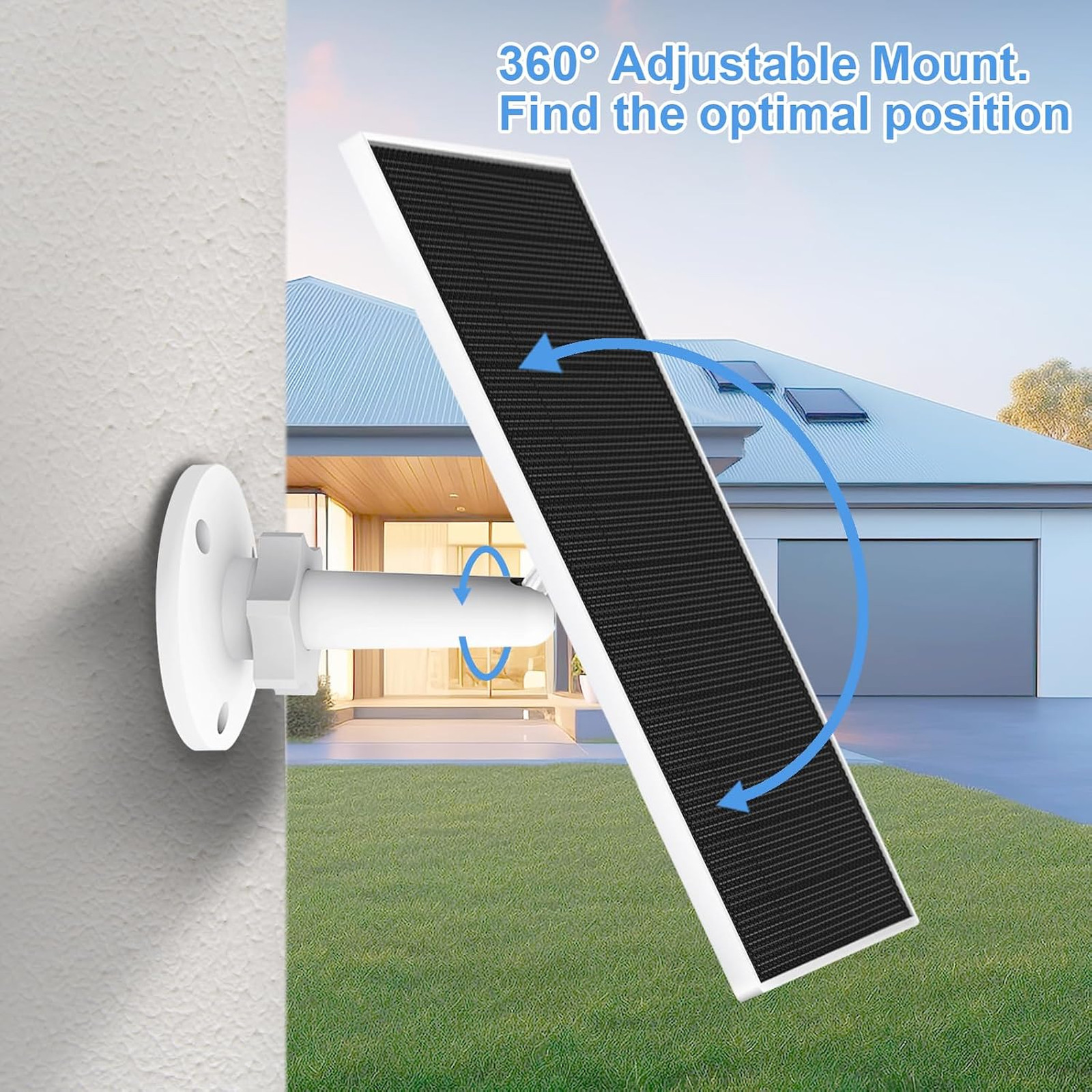 Solar Panel for Eufy Camera, 5W Monocrystalline Charger with 9.8ft Cable