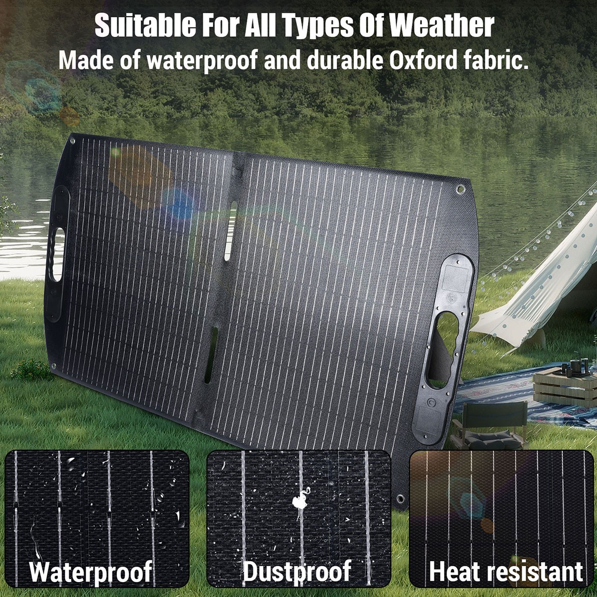 LINEBA 100W Portable Solar Panel Kit IP65 for Power Station Outdoor RV Camping