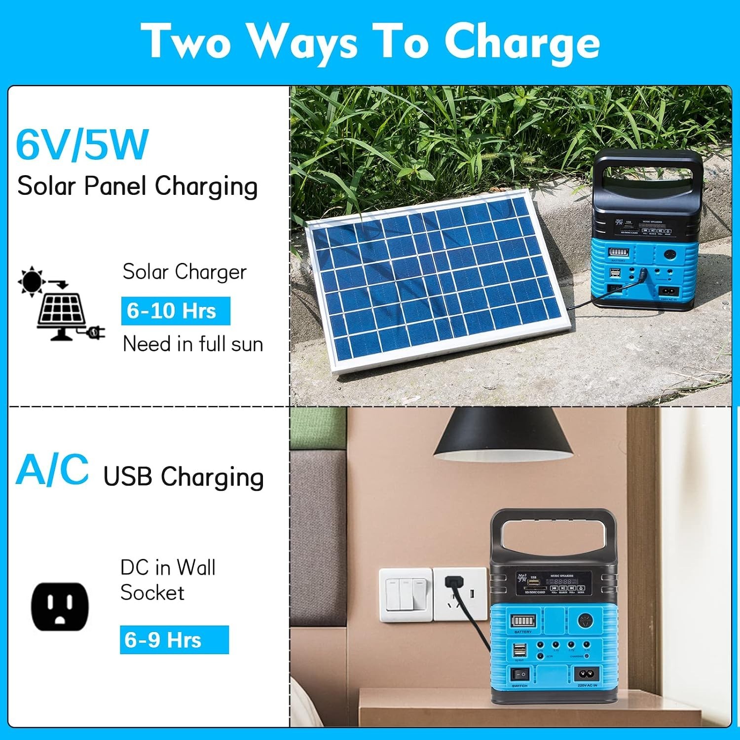 Compact Solar Generator with LED Flashlight – Portable Power Station for Camping