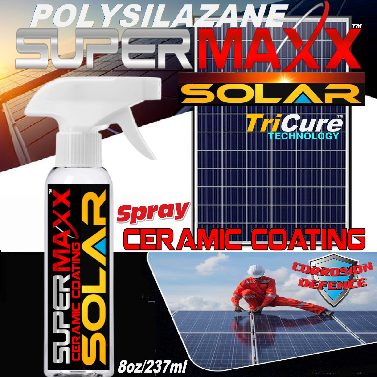 SOLAR PANEL ADVANCED PROTECTION TRICURE CERAMIC COATING SPRAY ANTI-CORROSION
