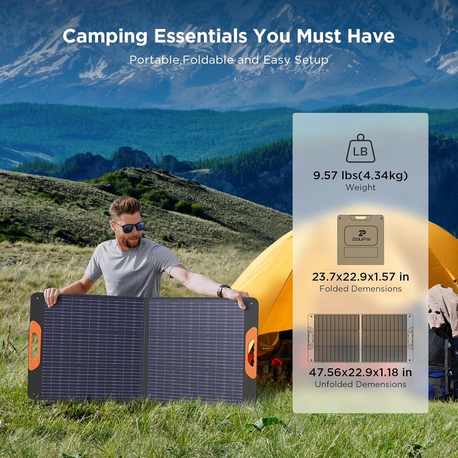 110W Portable Solar Panel for Jackery, Ecoflow, Anker, and Bluetti – Waterproof