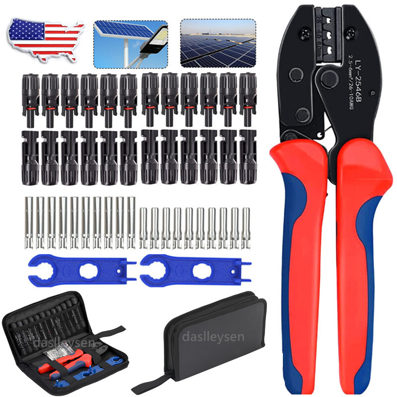 24/12PCS Solar Panel Cable Connector Crimper PV Crimping Pliers Cable Terminals