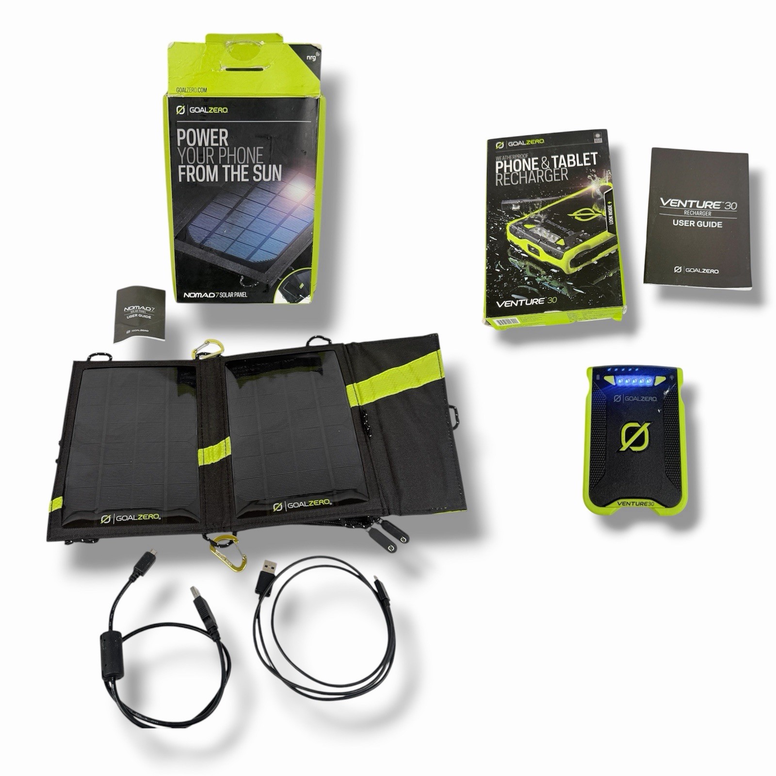 Goal Zero Nomad 7 Solar Panel & Venture 30 Battery Bank Hiking Camping Charger