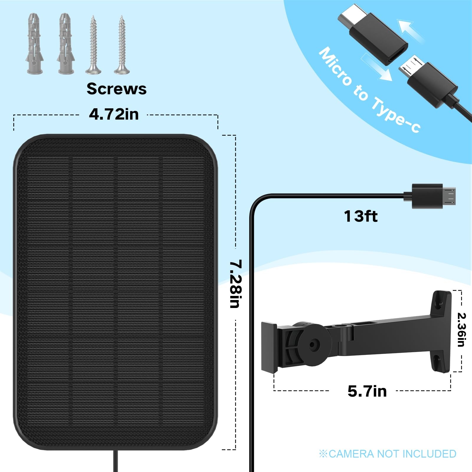 3.2W Solar Panel for Security Camera Compatible with Arlo Pro/Pro 2, Waterpro…