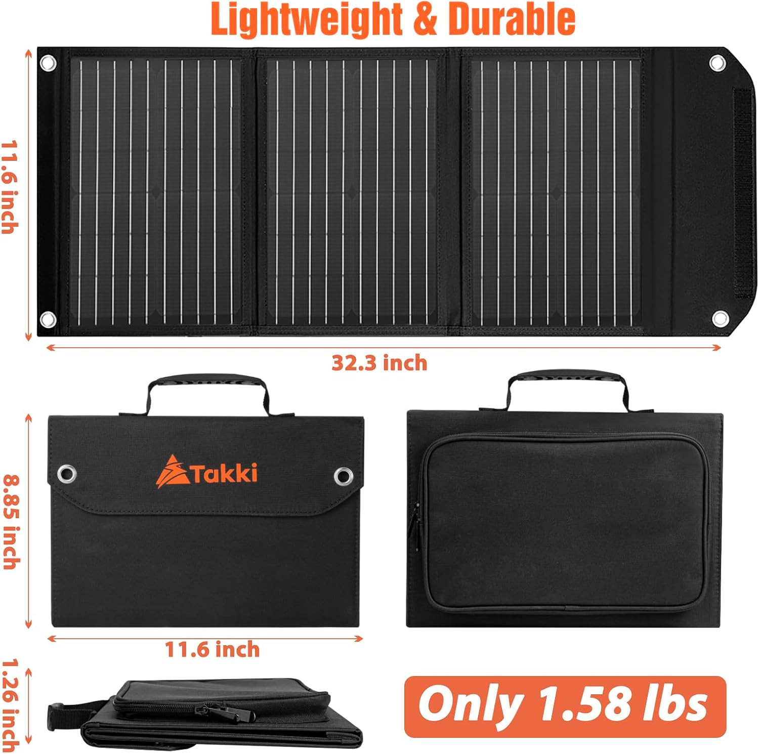 30W Solar Panel, Foldable Solar Panel Battery Charger Kit with USB DC Type-C Por