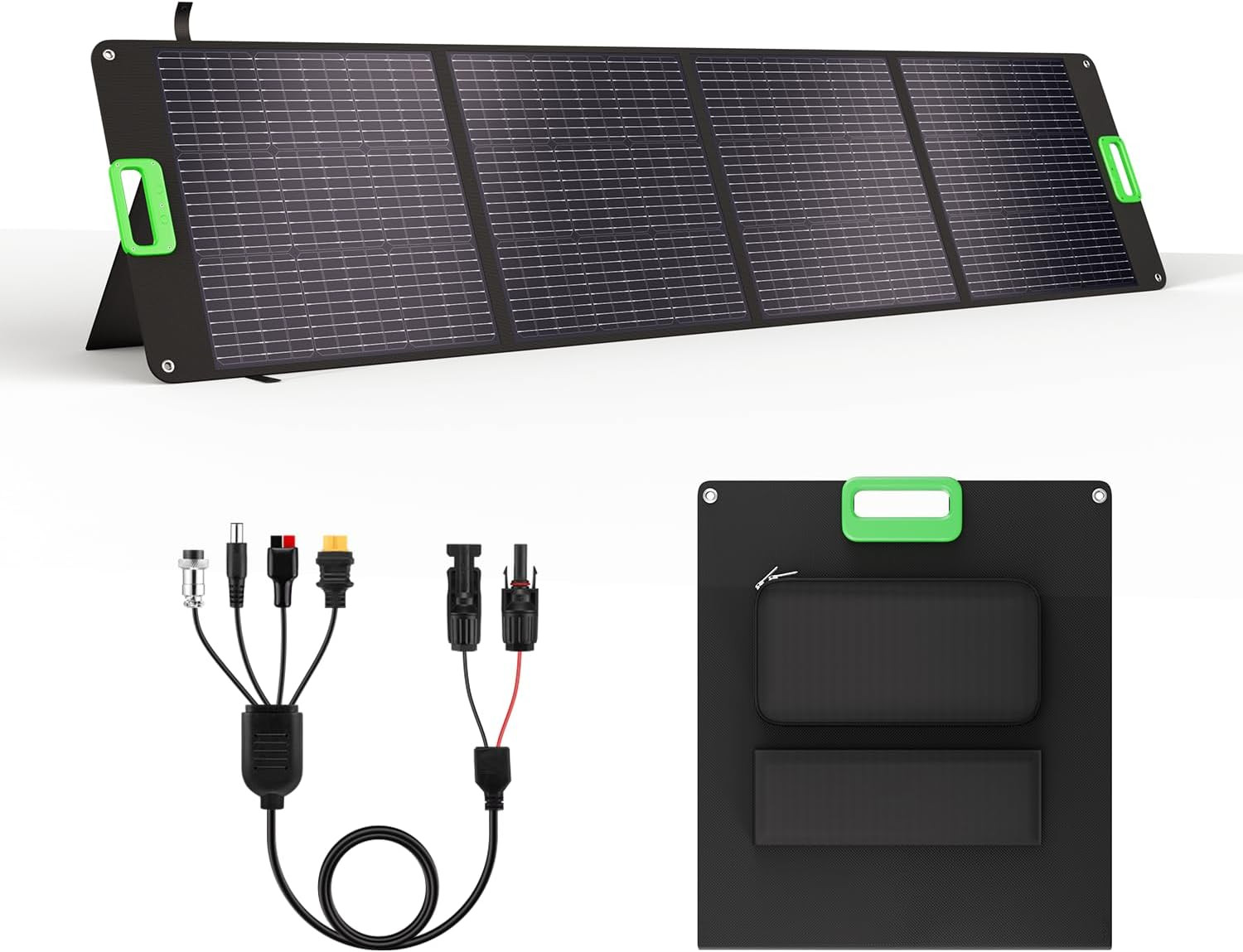 200W Portable Solar Panel for Power Station, Foldable Solar Charger W/ 4 Kicksta