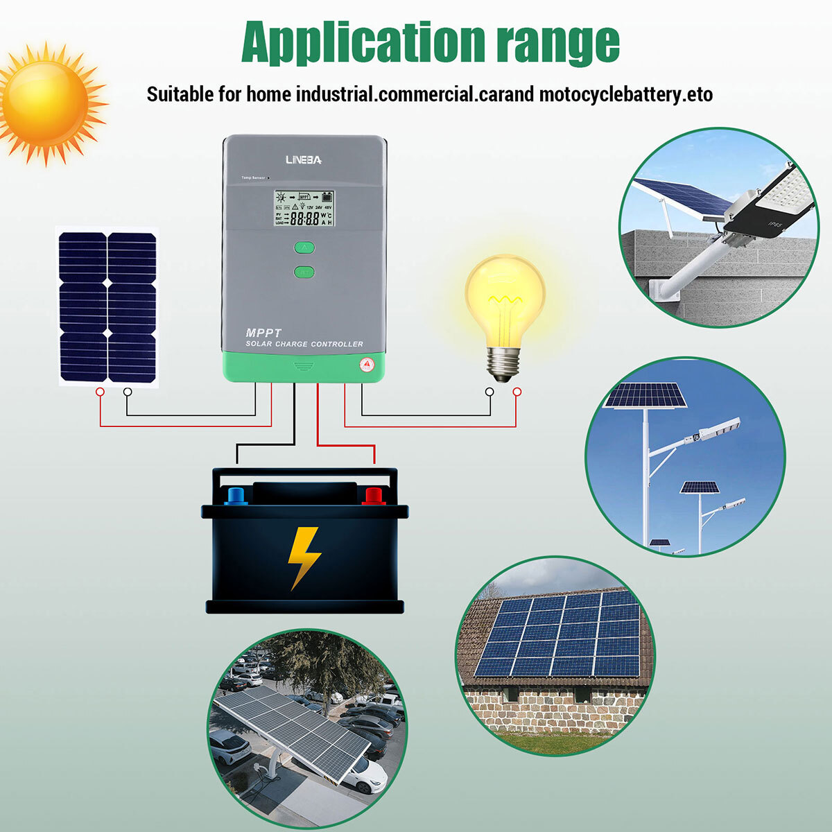 MPPT 100AMP 60A Solar Charge Controller For 12V 24V 36V 48V DC Battery Regulator