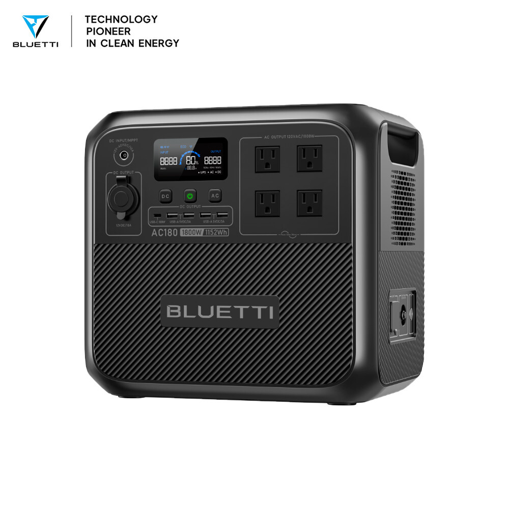 BLUETTI AC180/AC180P 1800W 1152Wh/1440Wh Portable Power Station for Road Trip