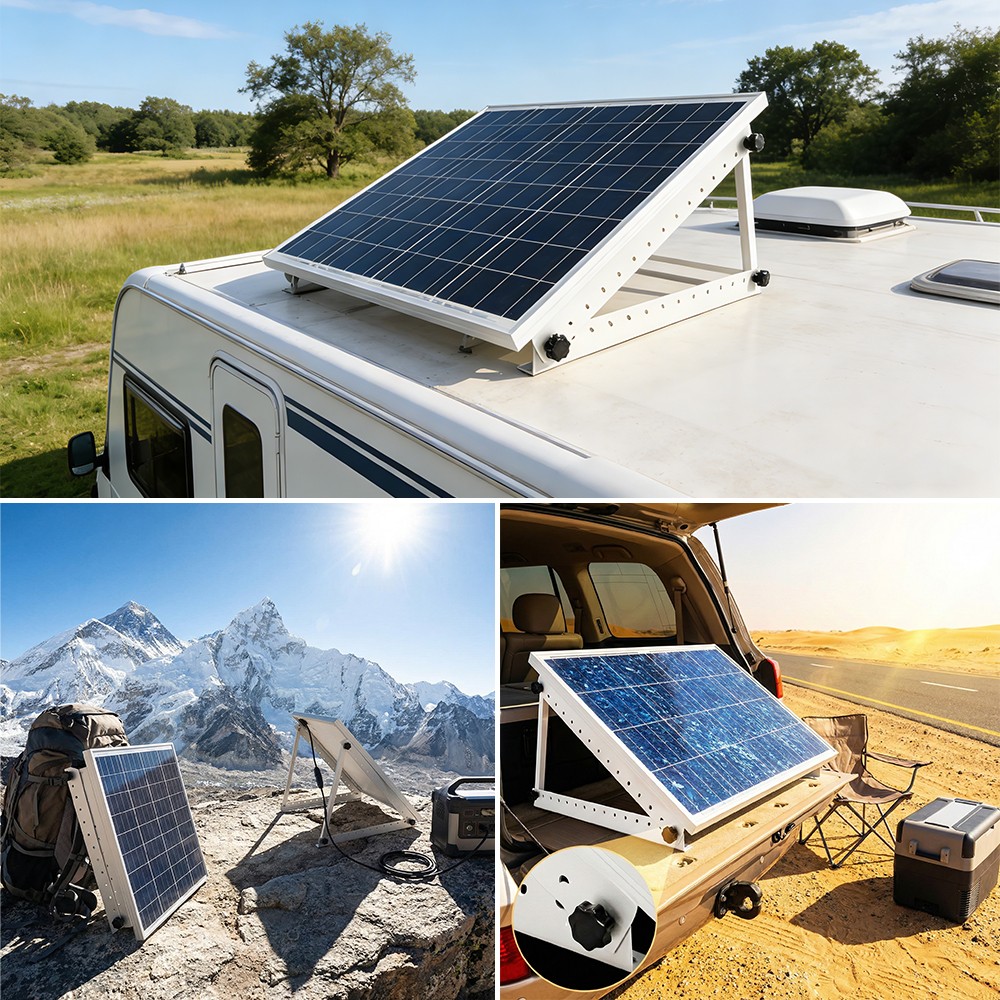 Adjustable Solar Panel Tilt Mounting Rack Brackets RV Roof Boat Off Grid System