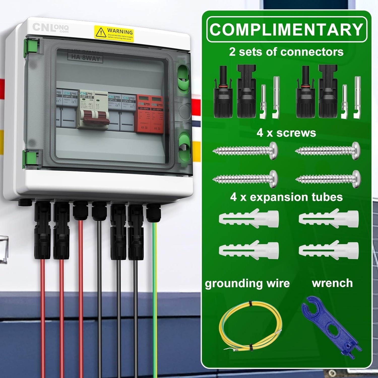 2 String Solar PV Combiner Box IP65 2 in 1 Out DC500V 32A For Solar Panel System