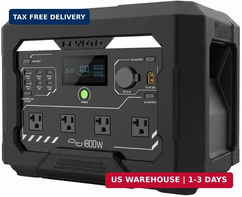 N1000 Portable Power Station 1024Wh, 1800W Fast Charging to 80% in 43Min, 3000W
