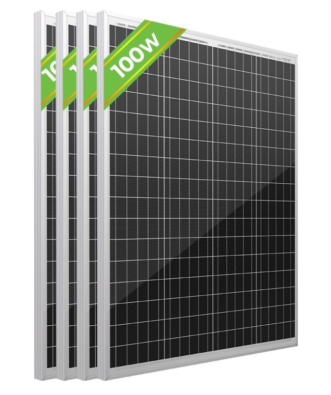PFCTART Monocrystalline Solar Panel 4 Pack 100W 400W PV Power RV Home Off Grid