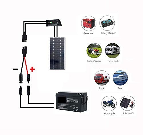 SAE to SAE Adapter Cable 10 AWG 50cm Waterproof Cap for RV Solar Panel