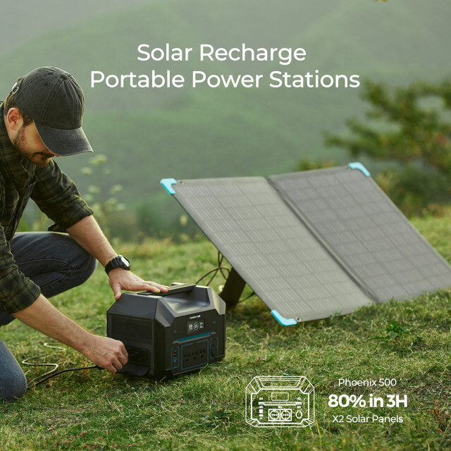 Renogy 120W Waterproof Foldable Portable Solar Panel Power Backup for RV Camping