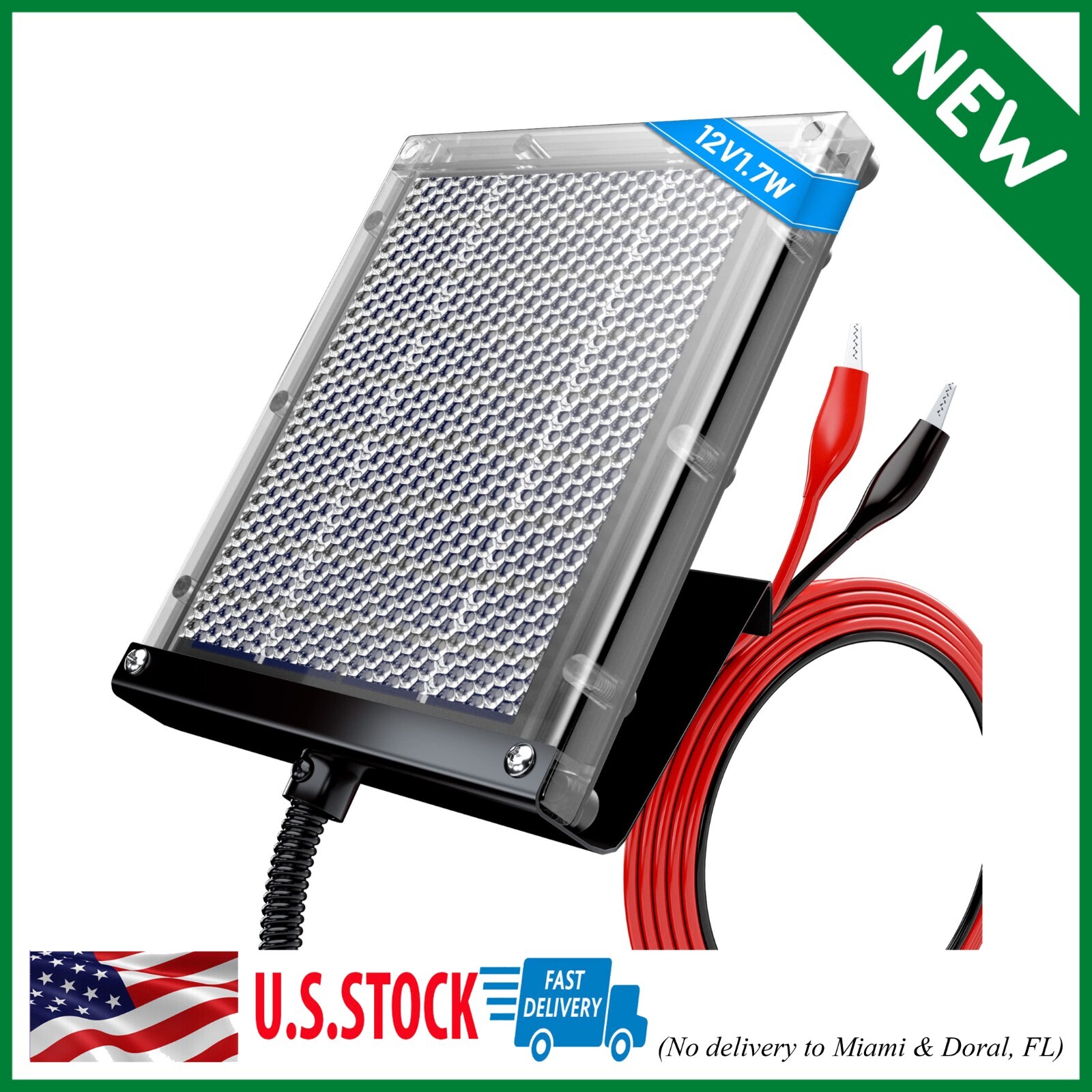 12V 1.7W Solar Panel for Deer Feeder Waterproof Solar Battery Charger with Mo