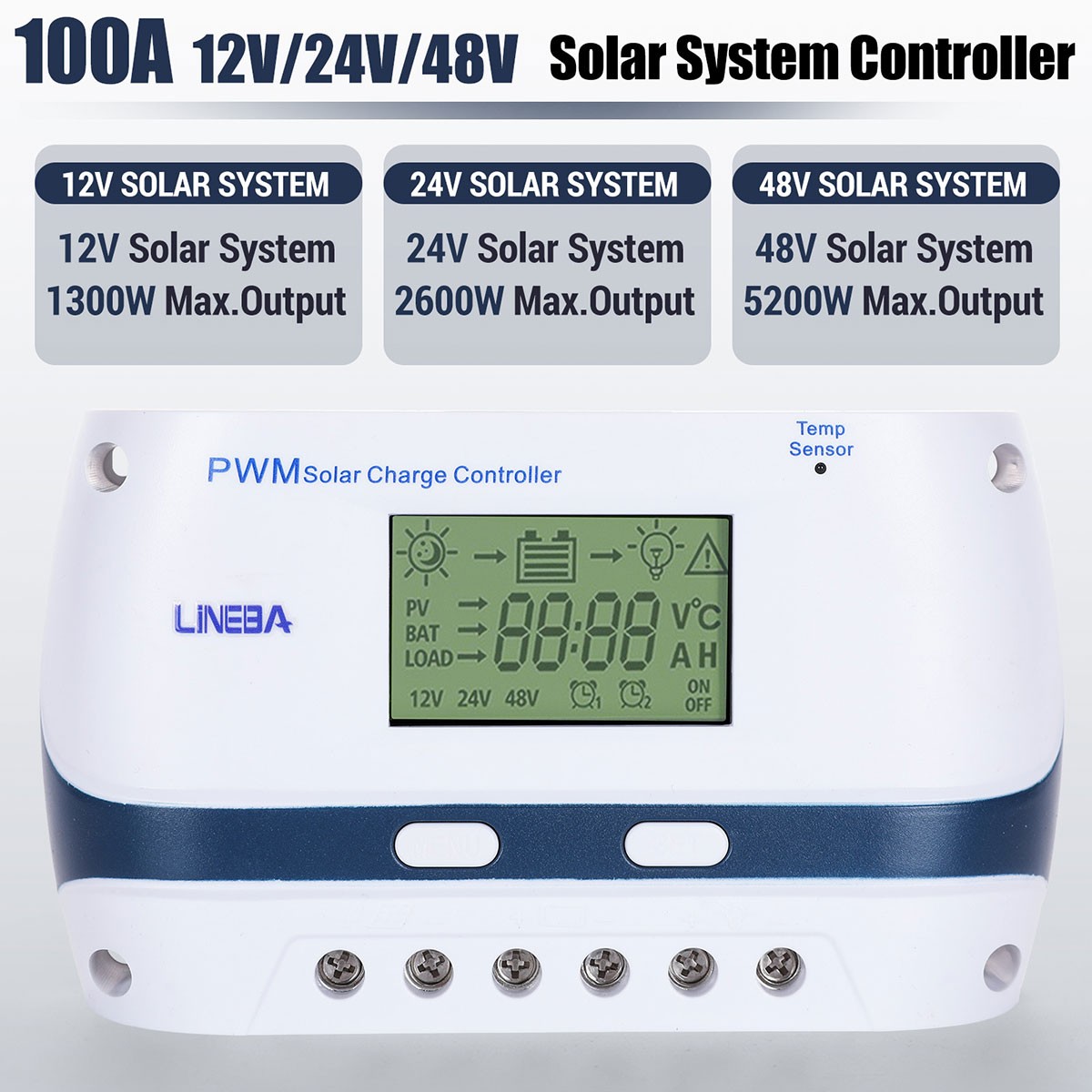 LCD 100A 60A 30A Solar Charge Controller Auto 12V/24V/48V Battery Regulator USB