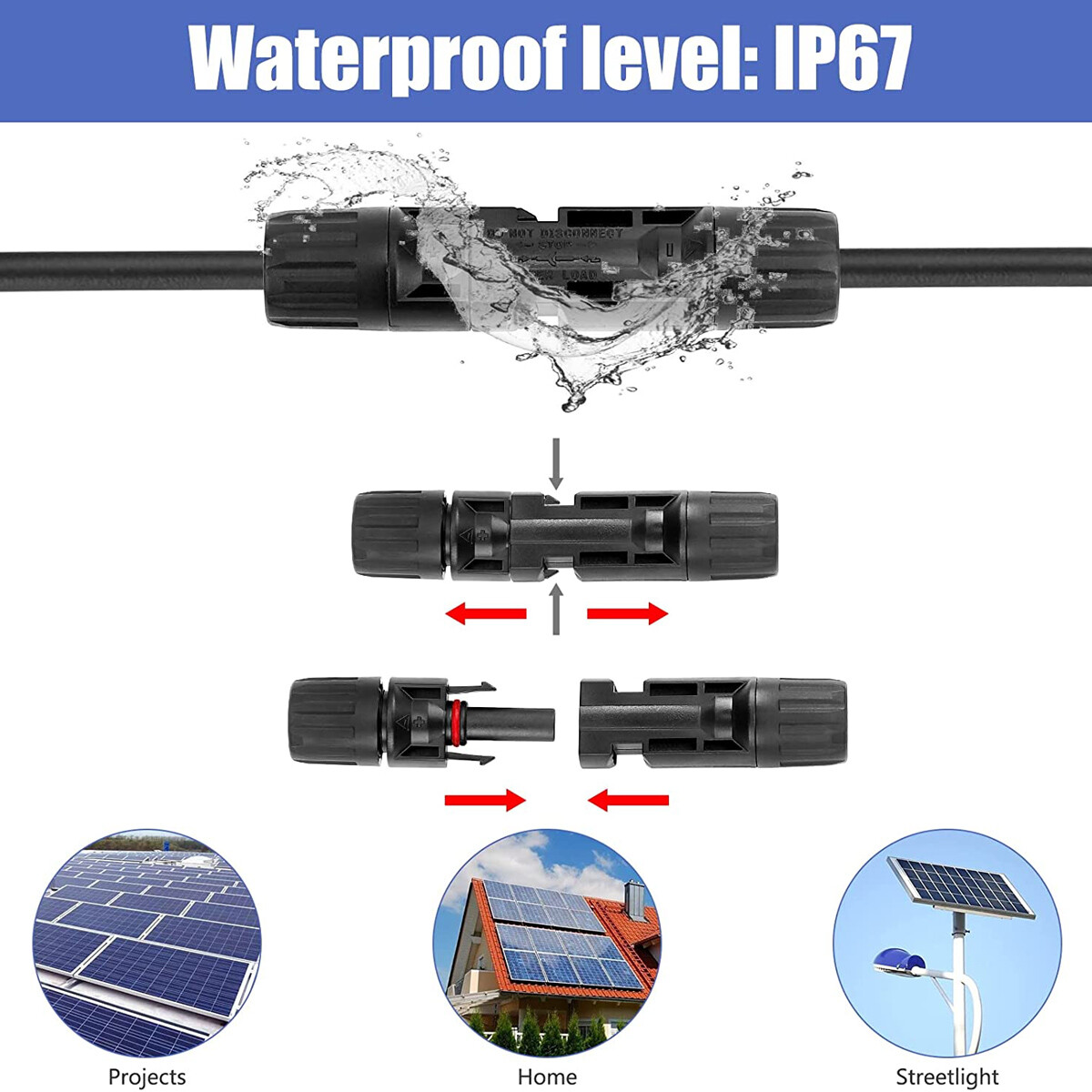 10-200 Pairs Solar Panel Cable Wire Connector Kit Male Female Waterproof Adapter