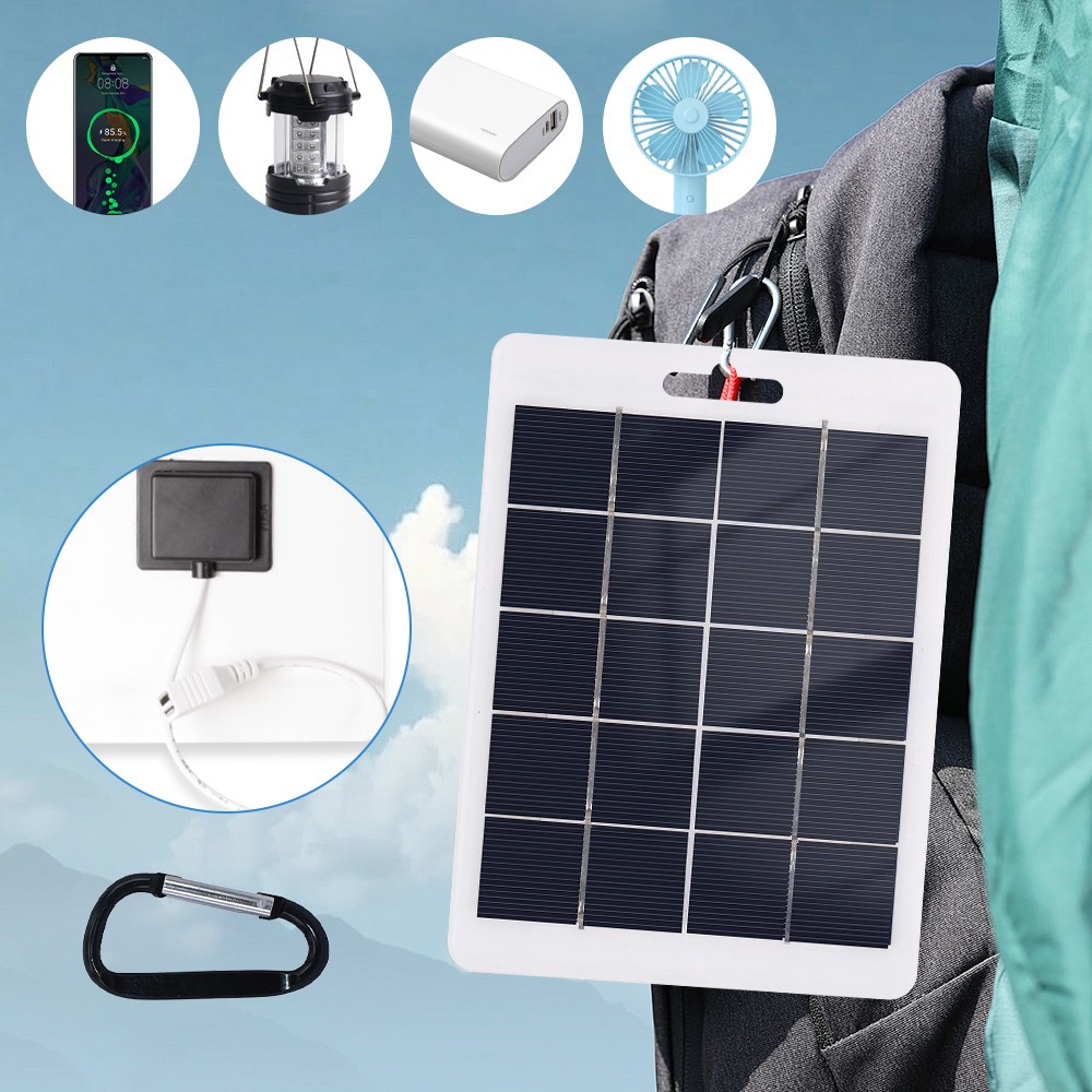 5V Solar Panel USB Waterproof Solar Power Bank Outdoor Camping CellPhone Charger