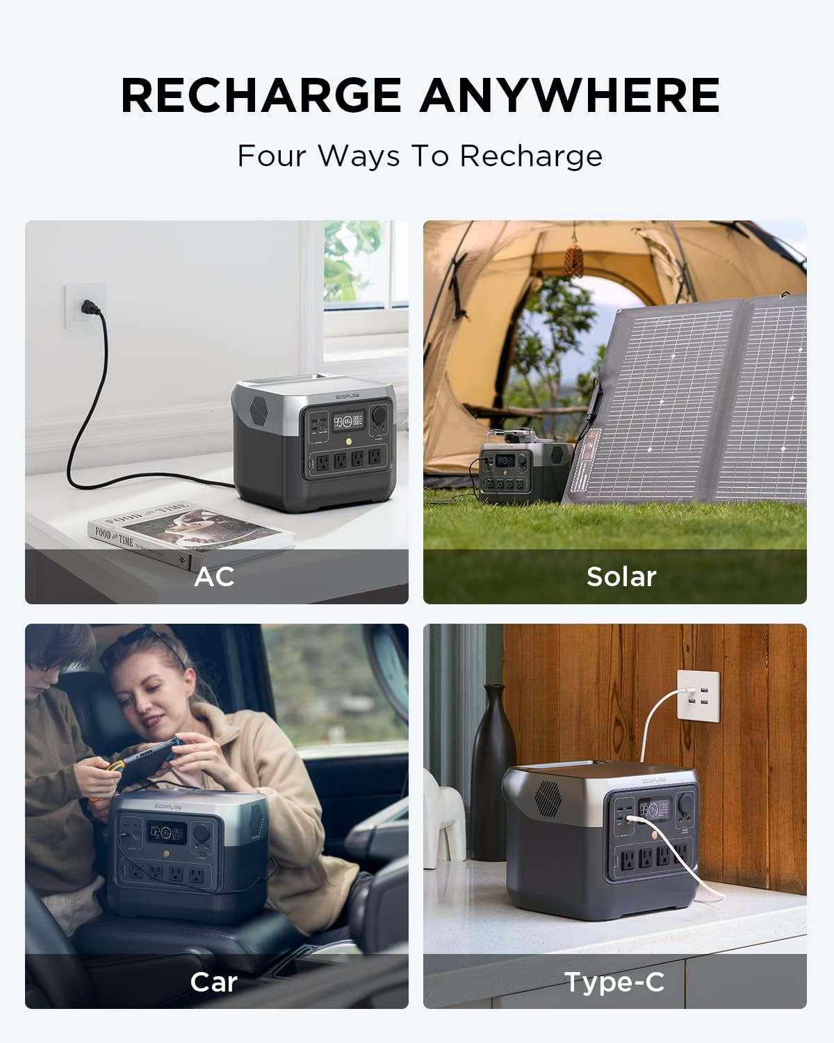 Portable Power Station RIVER 2 Pro, 768Wh Lifepo4 Battery, 70 Min Fast Charging,