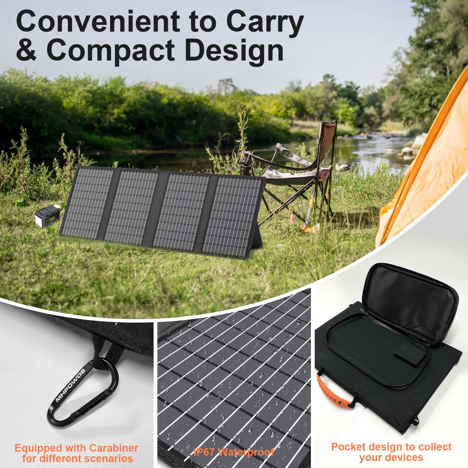60W solar panels USB Foldable Solar Charger for portable power supply Cell Phone