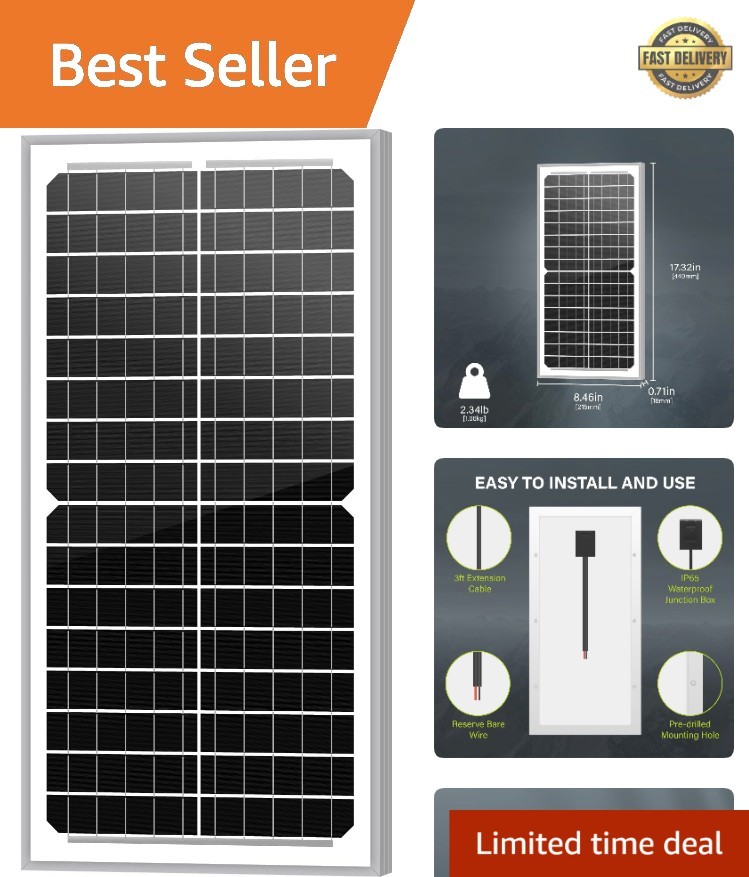 Compact 10W Monocrystalline Solar Panel – Efficient Power for Vehicles and Gates