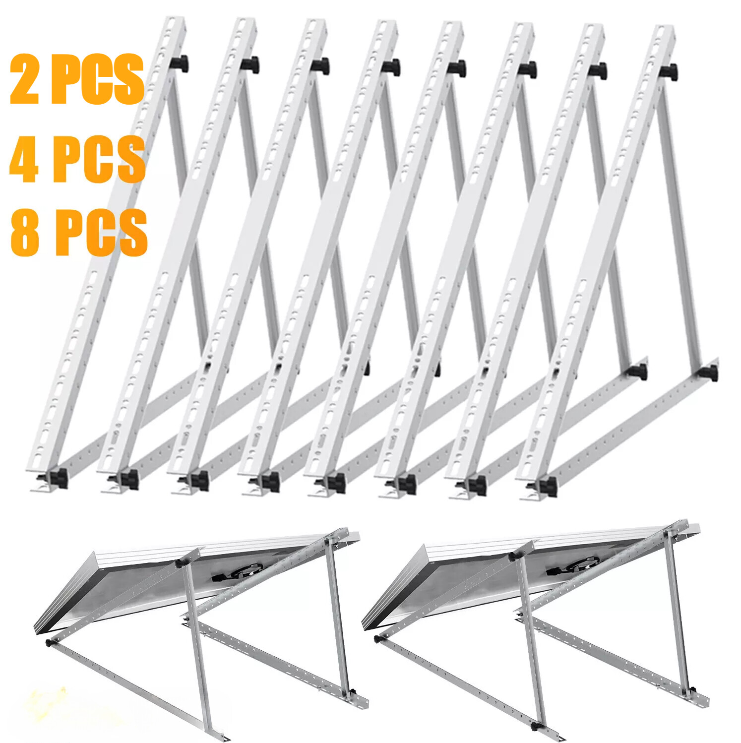 Solar Panel RV Tilt Mount (1/2/4 Set）Brackets Roof Flat Surface Adjustable Frame