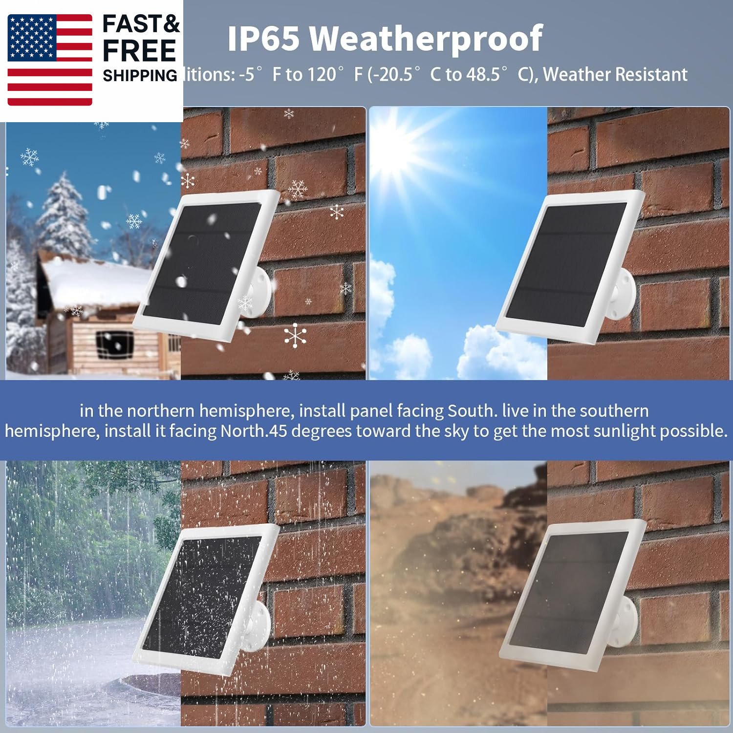 Solar Panel for Ring Camera(2Nd Generation Dustproof Waterproof 5W Solar 10FT/3M