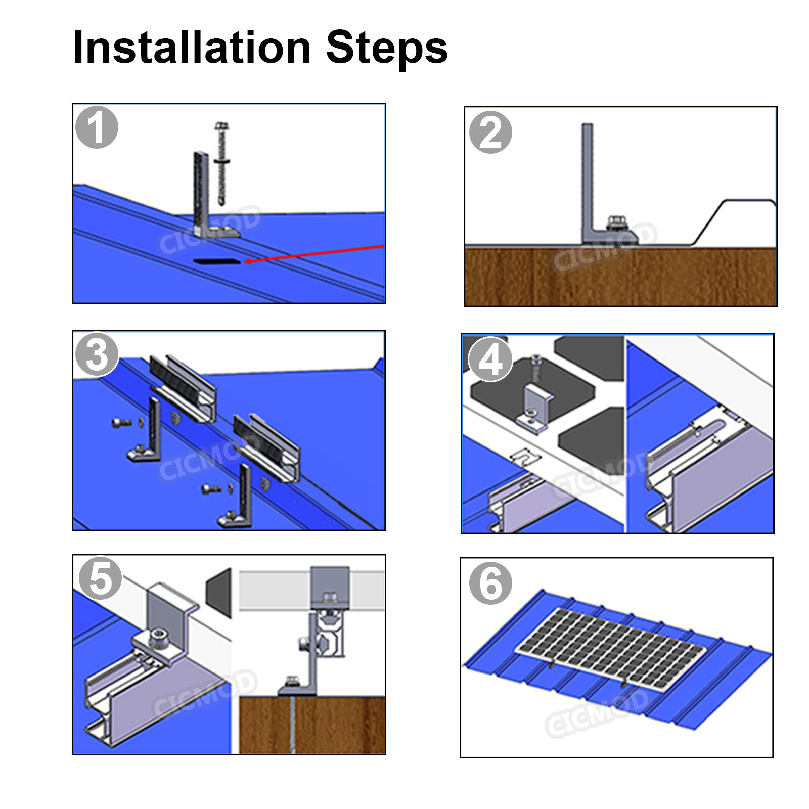 Solar Panel Mounting Brackets Kit Adjustable Roof System for 1-4PCS Solar Panels