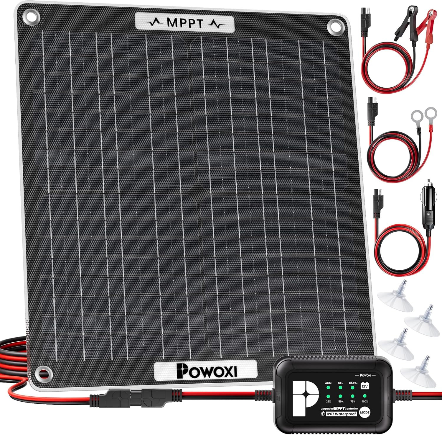 30W Solar Battery Charger: 12V Solar Car Battery Trickle Maintainer – with MPPT