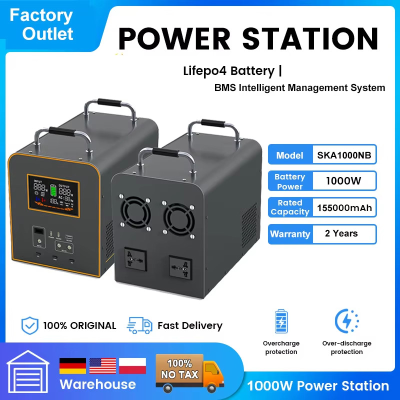 220V Output1000W 496Wh 155000mAh Portable Power Station Solar Generator Power Ba