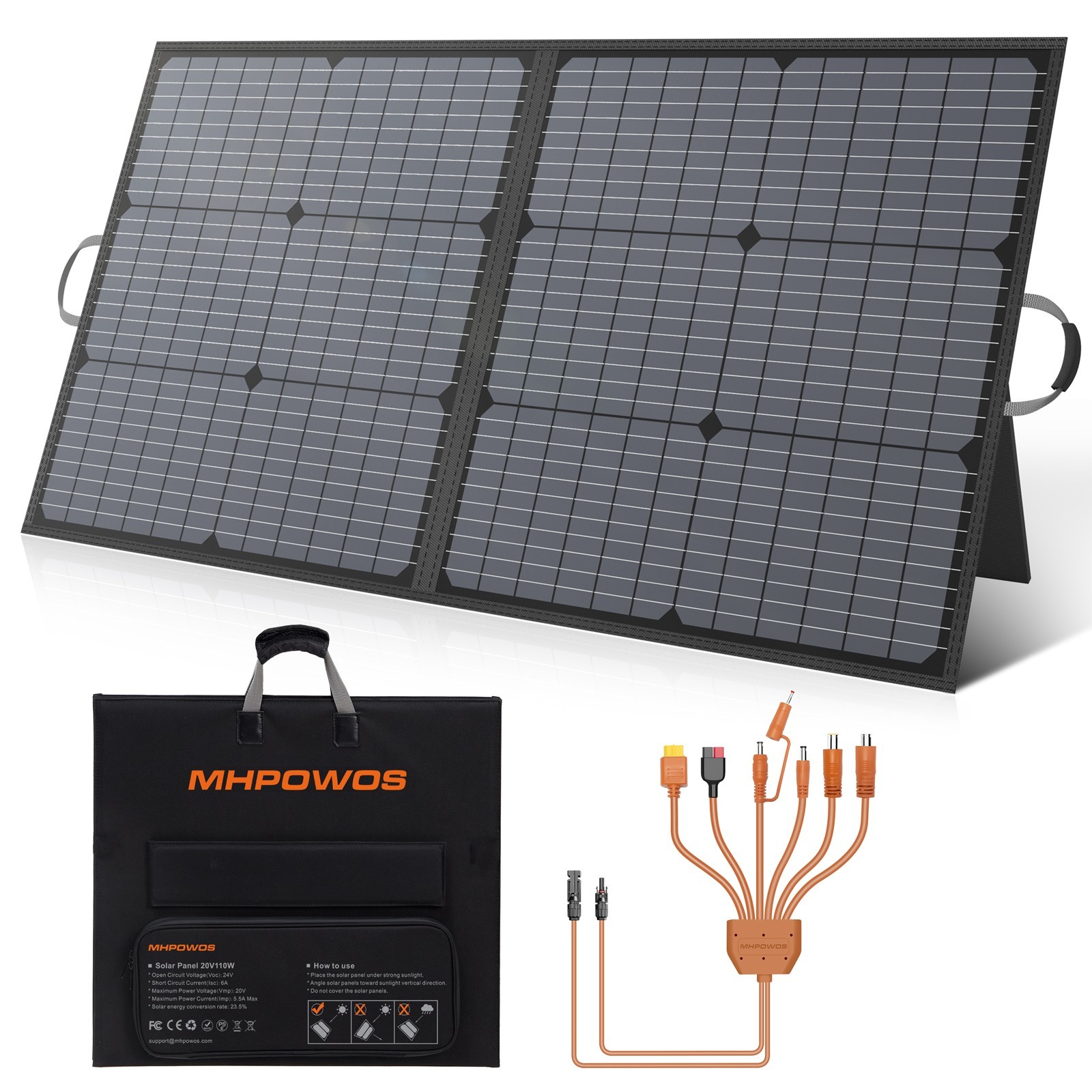 MHPOWOS Solar Panel 400W 220W 110W for Anker Solix S2000 Portable Power Station
