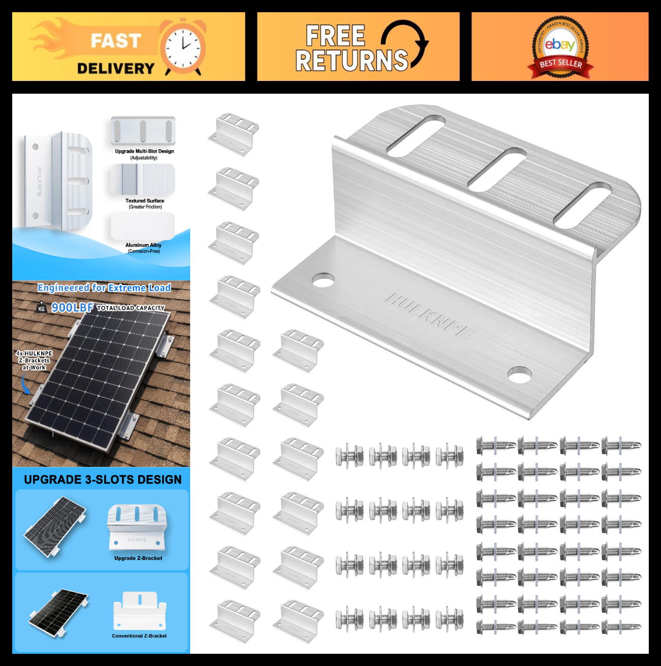 Solar Panel Mounting Kit 16 Pack – Heavy Duty Corrosion-Resistant Aluminum for R