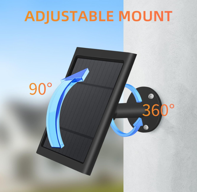 Solar Panel for Ring Camera, 4W, 10FT/3M Long Cable with USB-C, 2 Pack, Black…