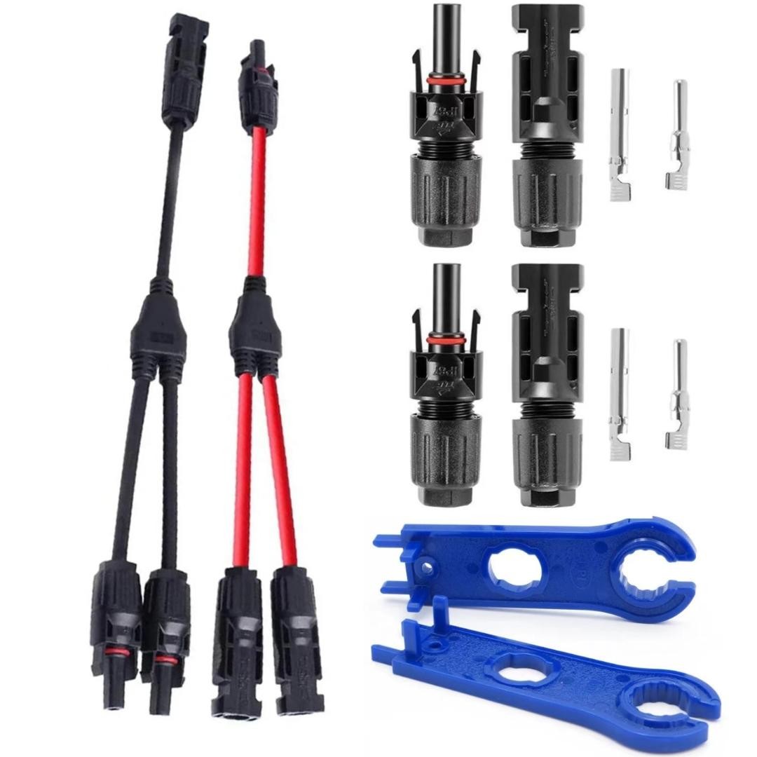 MC4 Y Branch Solar Panel Connector Cable 30A 1 to2 Parallel Adapter Waterproof