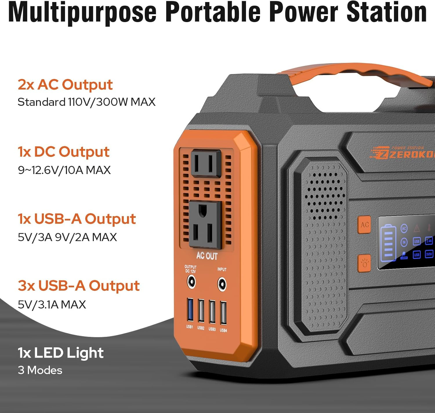 Portable Solar Generator 300W Power Station with Foldable 60W Solar Panel, Porta