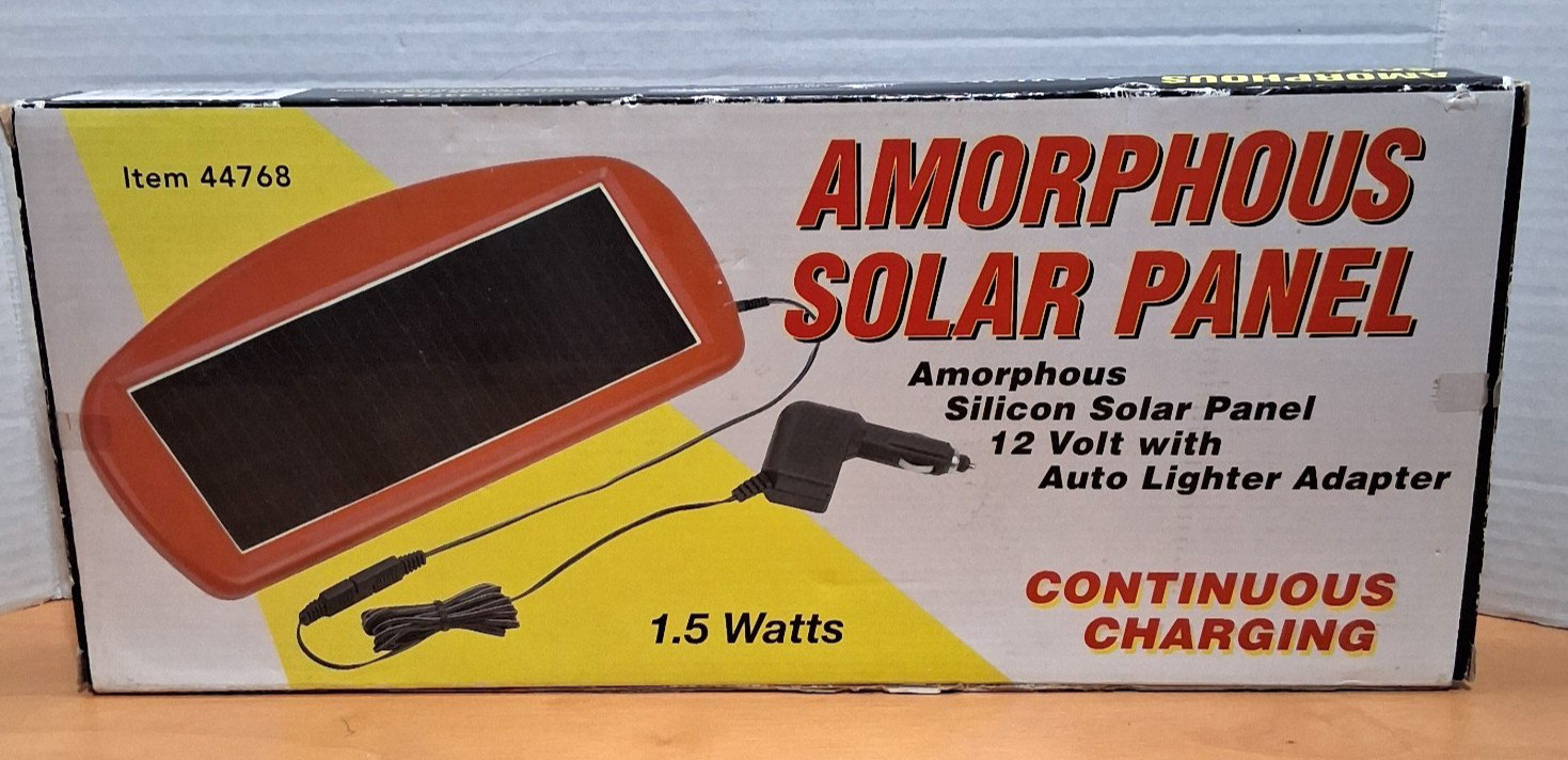 1.5 Watts – Amorphous Solar Panel – 12V Power Port Adapter – Model 44768 – NOS