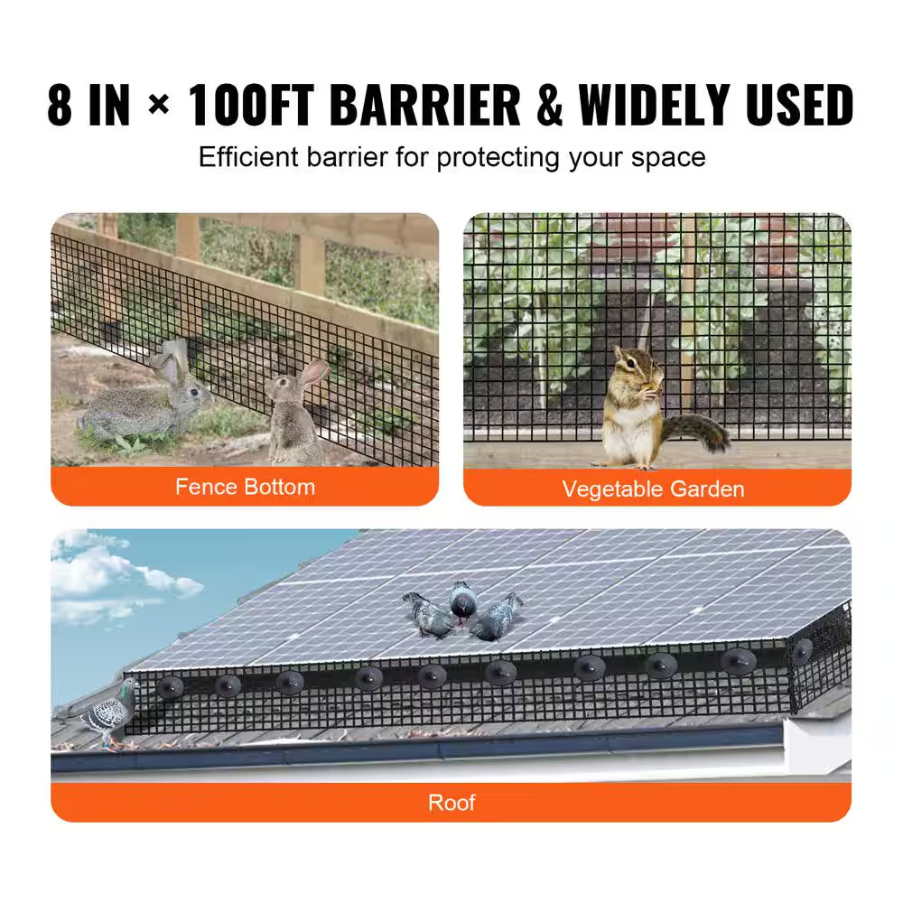 8 In. X 100 Ft. Solar Panel Bird Guard, No Power Source, Critter Guard Roll Kit