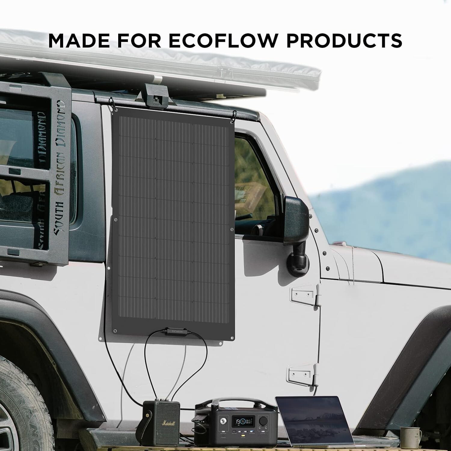 EF ECOFLOW 100W Flexible Solar Panel with High Efficiency Solar Modules, IP68