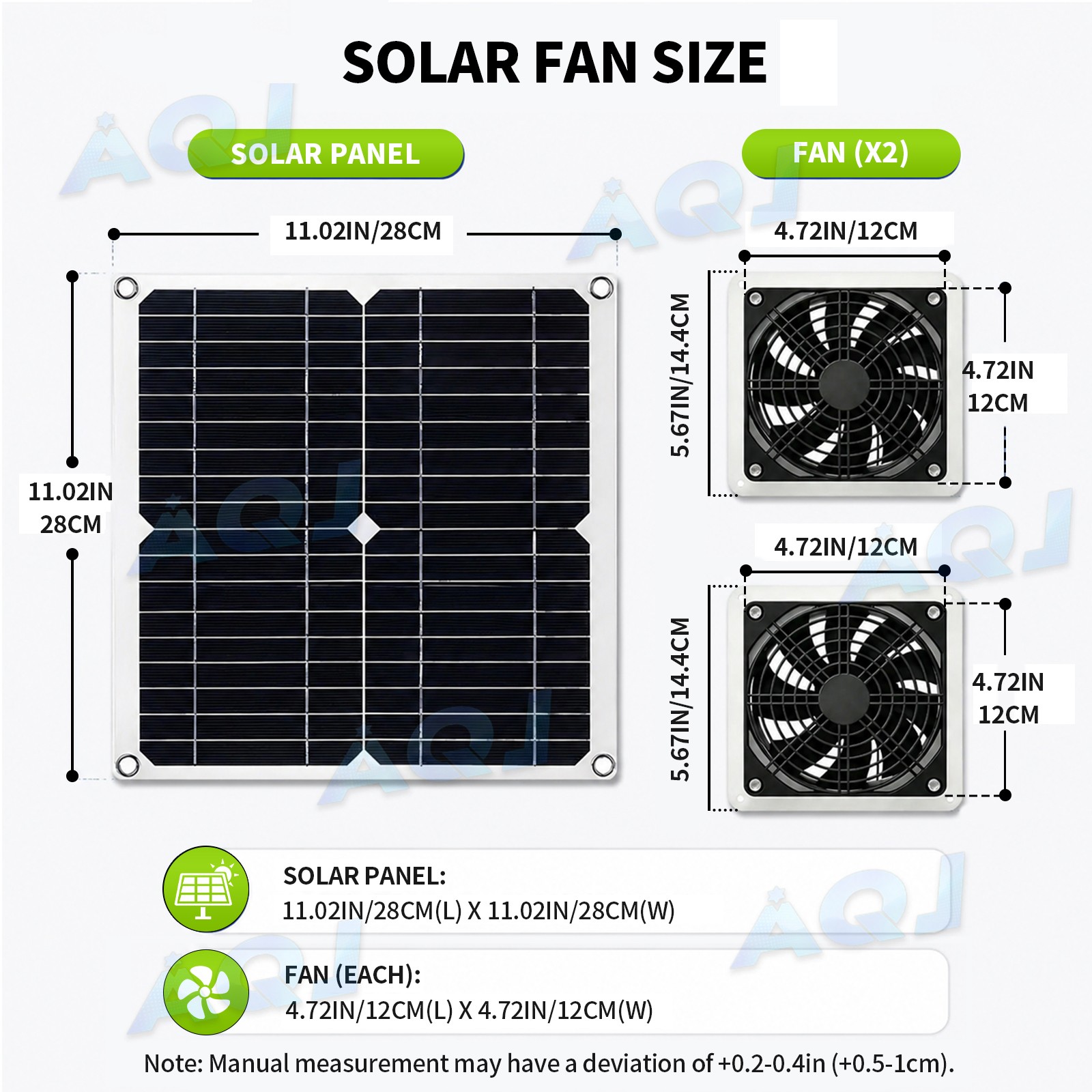 20W Solar Panel Kits with 2 Fans Waterproof for Chicken Coop Shed Greenhouse New