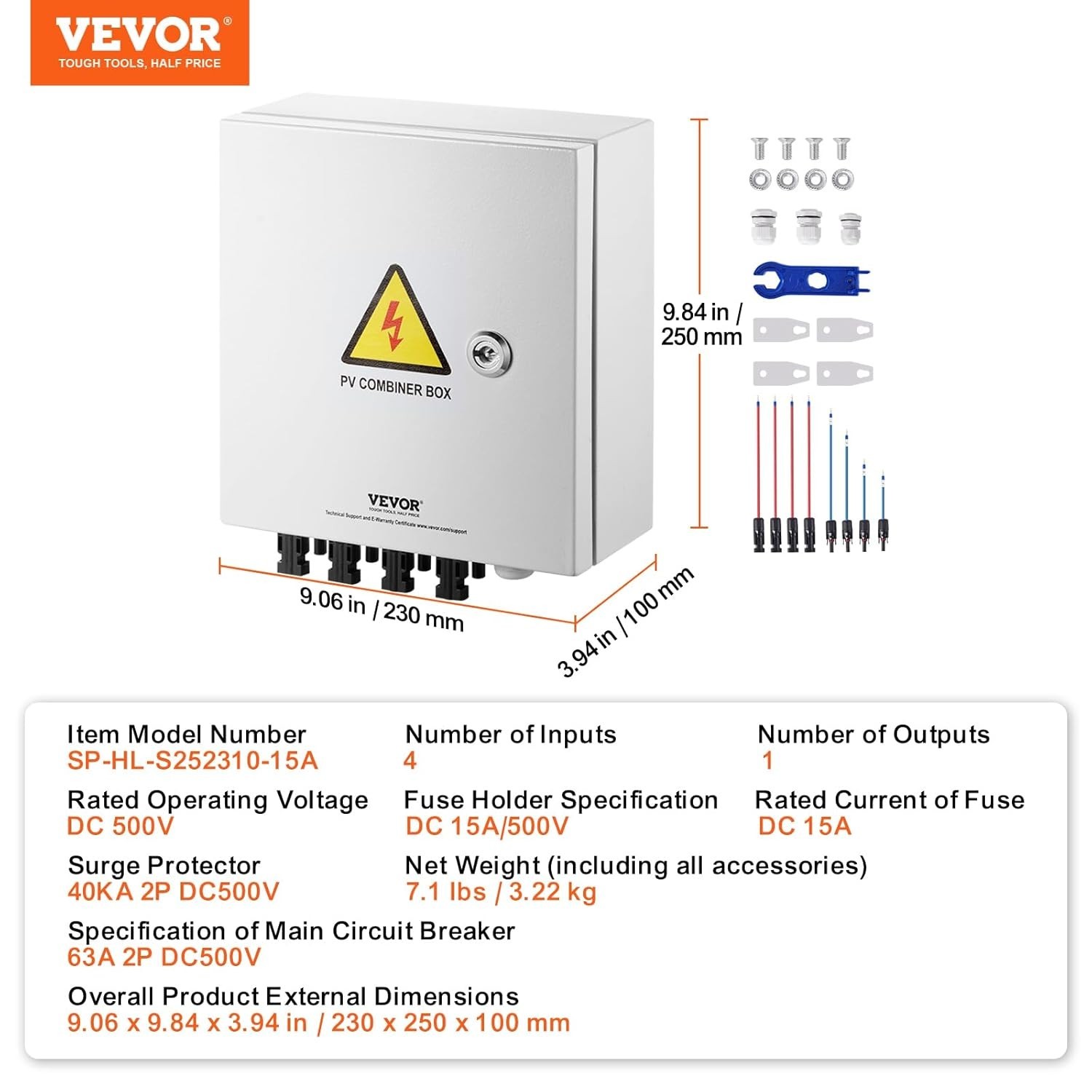 4 String Solar Combiner Box with Lightning Protection & Rating