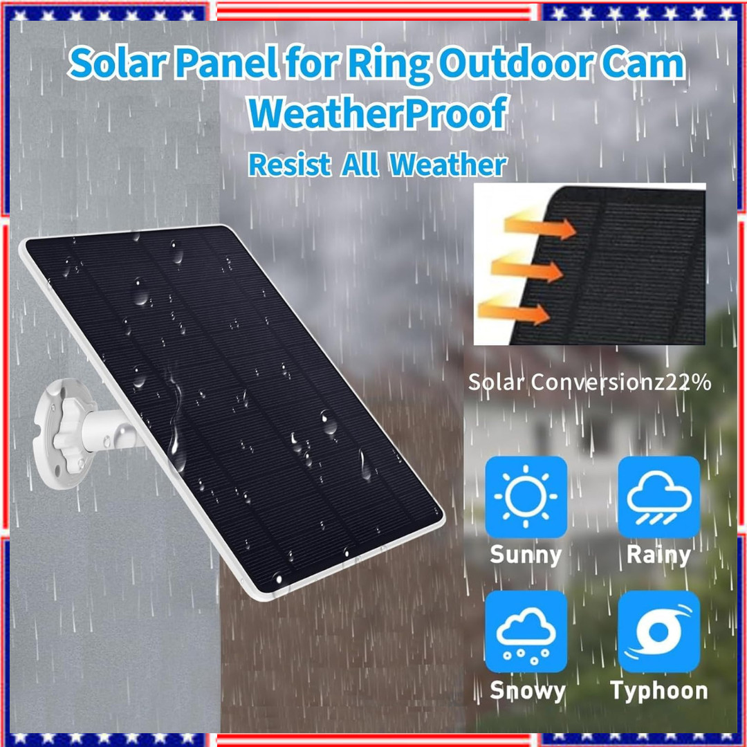 Solar Panel for Ring Camera(2Nd Generation), 2 Pack 5W Solar Panel with 10FT/3M