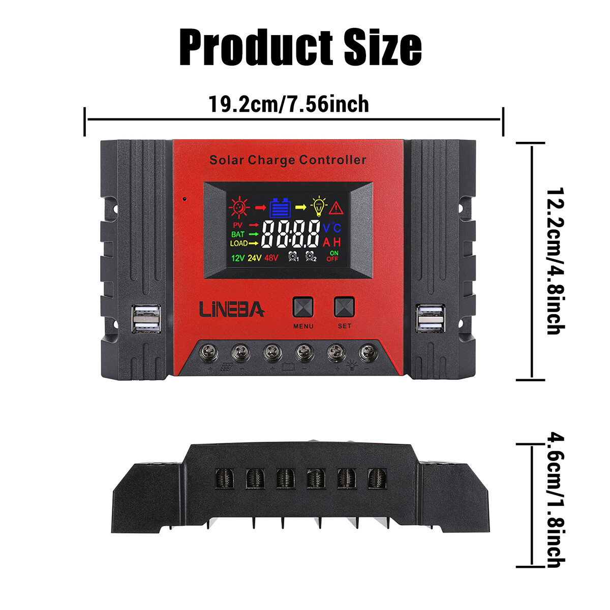 100A 12/24V 4USB Solar Panel Kit Regulator Charge Controller Auto Focus Tracking