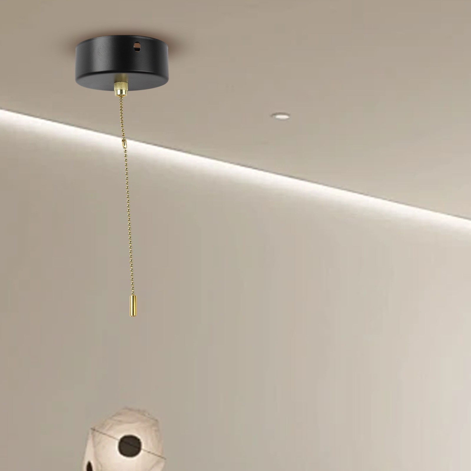 Modern Chrome Pull Cord Light Switch for Bathroom and More with 100cm Chain