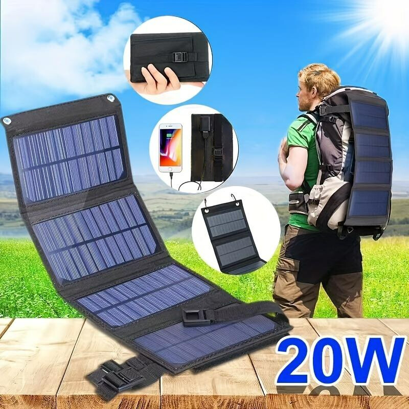 20W Solar Panel Folding USB Outdoor Camping Small Solar Charging Kit Waterproof