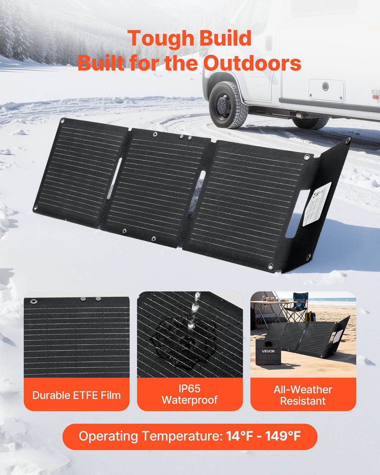 Ultra-Light 30W Foldable Solar Panel, N-Type Mono, 24% Eff, IP65, -10°C to 65°C