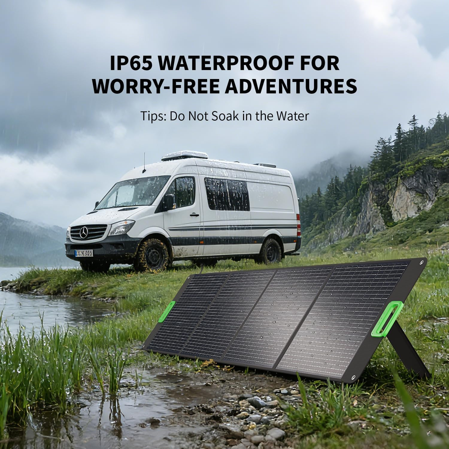 200W Portable Solar Panel for Power Station, Foldable Solar Charger W/ 4 Kicksta