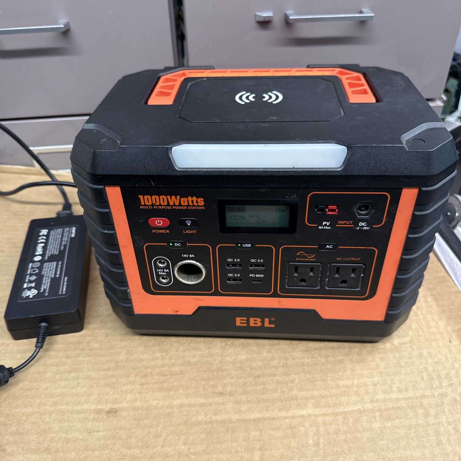 EBL 1000W Continuous Portable Power Station w/ Adapter