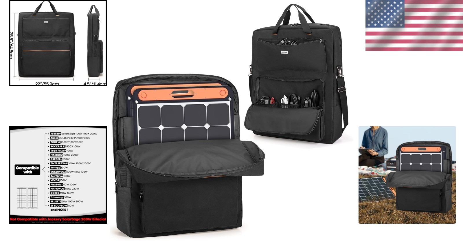 Solar Panel Storage Bag with Padded Protection & Portable Design